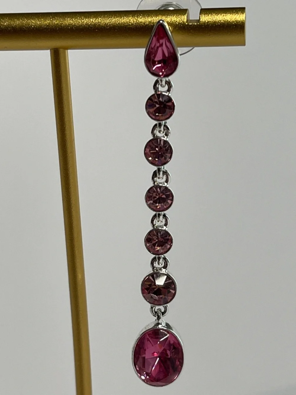 Vintage Y2K Givenchy pink crystal drop dangle earrings